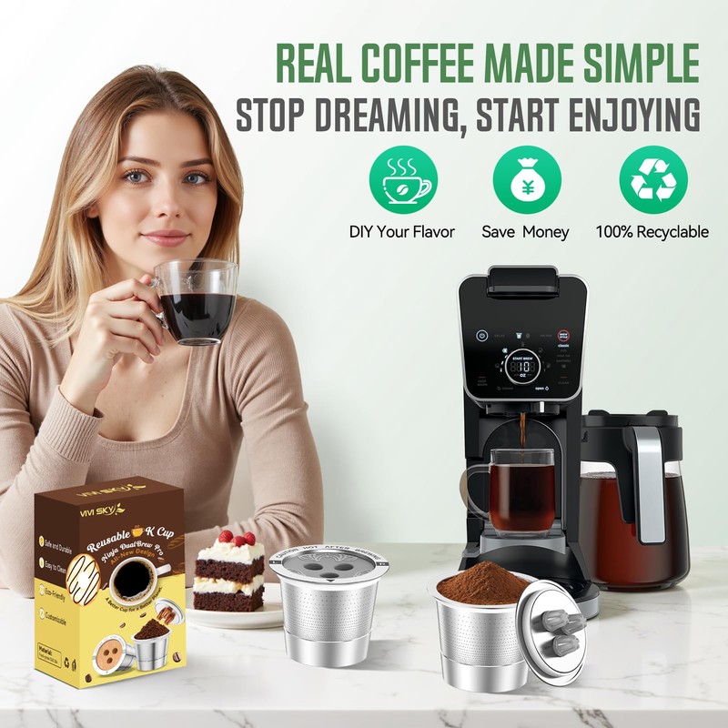 Ninja Reusable Coffee Pod: VIVI SKY Upgraded Stainless Steel Refillable