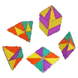 Geometiles Juego de construcción 3D para Aprender matemáticas, Incluye Muchas Actividades en línea, 32 Piezas, Fabricado en Estados Unidos (triángulo/Rectangular)