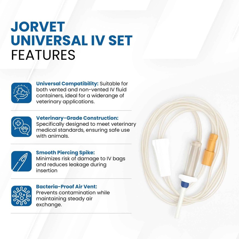 JorVet Universal IV Set | Veterinary-Grade Infusion Set with 72"