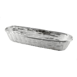 EDZARD Basket Bread Basket Baguette (13 x 34 cm), Metal Braided, Oblong, Elegant Silver-Plated, Tarnish-Resistant