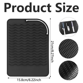 COYUN Hitzebeständige Matte, Hitzebeständiger Silikon Mattenbeutel, Reisematte Mattenabdeckung für Lockenstäbe, Haarglätter, Glätteisen, Haarstyling-Werkzeuge und Heiße Haarwerkzeuge