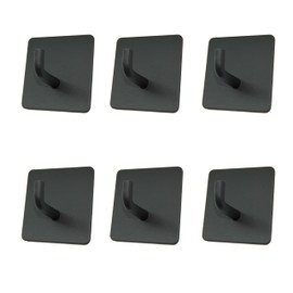 Adhesive Wall Hooks Premium Stainless Steel Waterproof Bathroom Hook Command Hooks Shower Strong Metal Adhesive Hooks, Towel Hook Kitchen Utensils Office Home Matte Black (6 Pcs Set) 1