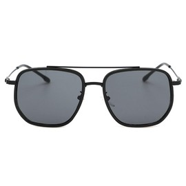 willochra Double Bridges Square Women Gradient Sunglasses Fashion Pilot Frame Men Retro Punk orange Sun Glasses Shades F27 (black)