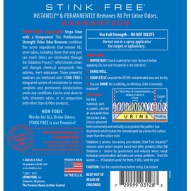 Stink Free Instantly Urine Odor Remover & Eliminator for Cat Urine - Neutralizer of Cat Pee, Oxidized Based Urine Cleaner Solution for Carpets, Rugs, Mattress, etc. 32 oz bottle (1 Quart)