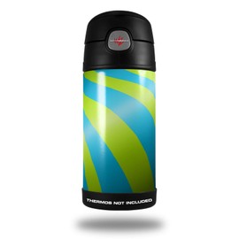 Skin Decal Wrap compatible with Thermos Funtainer 12oz Bottle Two Tone Waves Neon Green Teal (BOTTLE NOT INCLUDED)