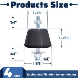 Pearwow 4 Pack Rubber Studs Shock Absorber,Rubber Anti Vibration Isolator Mounts Shock Absorbing Isolator Mounting Pads for Mini Split Heat Pumps,Air Compressors,Diesel Engines,Garage Motor,M8 (Large)