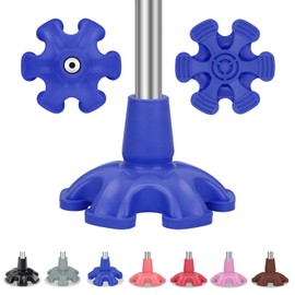 supregear Cane Tip - Self Standing 6 Prong Support Rubber Base for Walking Stick & Cane - Heavy Duty Foot Pad for Offset Quad Tripod Replacement Accessory, 3/4 inch, Blue