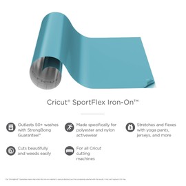 Cricut SportFlex Iron On | Ocean Blue | 61 cm (24 ft) | Heat Transfer Vinyl Roll (HTV) | For use with all Cricut Cutting Machines