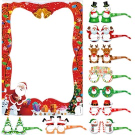 Dusenly Weihnachten Photo Booth Props Bilderrahmen Party Supplies Weihnachten Party Brille Rahmen Brille für Weihnachten Party Dekorationen