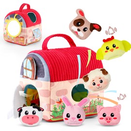 wokdsbl Farm Animals Sensory Toy Baby from 6 Months - Motor Skills Toy with Sounds - Montessori Stuffed Toys Feeling Toy - Educational Toy Farm for Toddlers from 1 Year