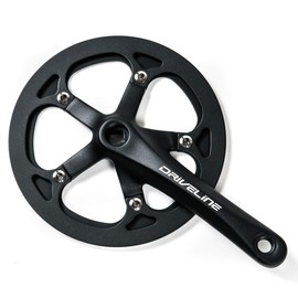 Driveline DXrace B Type Crankset for Bicycles, Crank & Bash Guard/Chainring Guard BCD 5.1 inches (130 mm) [Regular Import] (Black, 42T)