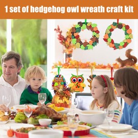 Jonuin Autumn Crafts for Children, Felt Craft Set with Owls, Hedgehogs and Autumn Wreaths, Creative Gift for Autumn, DIY Creative Set for Decorative Craft Supplies for Boys Girls as a Gift