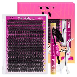 Wimpernverlängerungsset 320-teiliges Wimpernbüschel 60D DIY-Wimpernverlängerungsset Einzelwimpern Wimpernbüschelset mit Wimpernkleber und -versiegelung, Wimpernpinzette (Mix 9-16 mm Set)