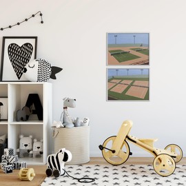 Stupell Industries Competitive Tennis Courts 2 Piece Gray Framed Giclee Art Set Design by Michael Willett, 14 x 11