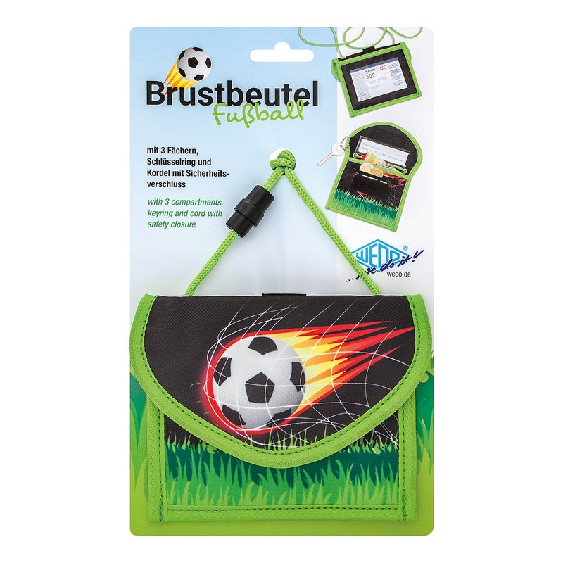 Wedo 2413001 Football Neck Pouch, Made of Polyester, Safety Cord,