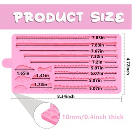 Hemp Rope Fondant Mold, Silicone Macrame Molds for Fondant Chocolate Candy Baking Cupcake Cakes Decorating