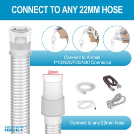 Replacement Short Tube Adapter for Airmini F20/P10/N20/N30 Connector to Connect Any 22mm Hose w/Hose Adapter for Air Mini Device, IBEET Replacement Tube & Adapter for Air Mini