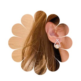 Yheakne Vintage Crystal Pearl Earrings Pearl Drop Stud Earrings Silver Cz X Earrings Cz Cross Criss Bar Earrings Jewelry for Women and Girls (Silver)