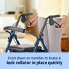 Medline Aluminum Rollator Walker with Seat, Blue, 250 lb. Weight