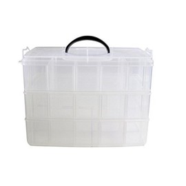 KF437 Plastic Dustproof Matchbox Display Case for Toy Cars Park Storage Plastic Box Divider Organizer with Handle and Multi Compartments (white)