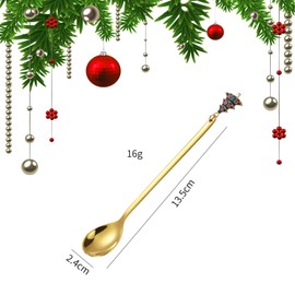 Christmas Spoons, Set of 6 Stainless Steel Spoons, Stainless Steel Coffee Spoons with Christmas Pendant, Small Home Spoon, Spoon Set, Dessert Teaspoon, Gift Box Packaging (Silver)