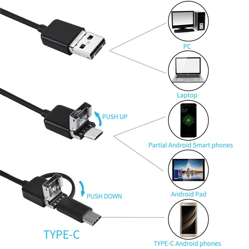 USB Industrial Endoscope Snake 5m Cable High Definition Metal Inspection