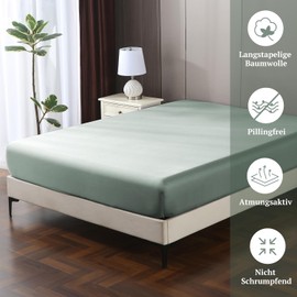 SOULFUL Satin Fitted Sheet 140 x 200 cm Cotton Oeko-Tex Grey Sage