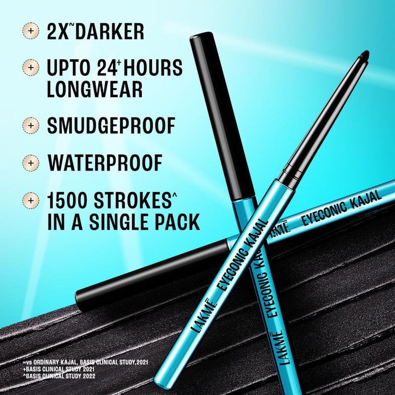 Lakme Eyeconic Kajal, Deep Black, 0.35g