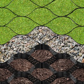 Hosuly 3" Thick Gravel Stabilizer Grid 9 x 20 ft Mud Slope Control Driveways Ground Base Cell Hdpe(High Density Polyethylene) Material Permeable Paver Ground Stabilization Grid for Pathways