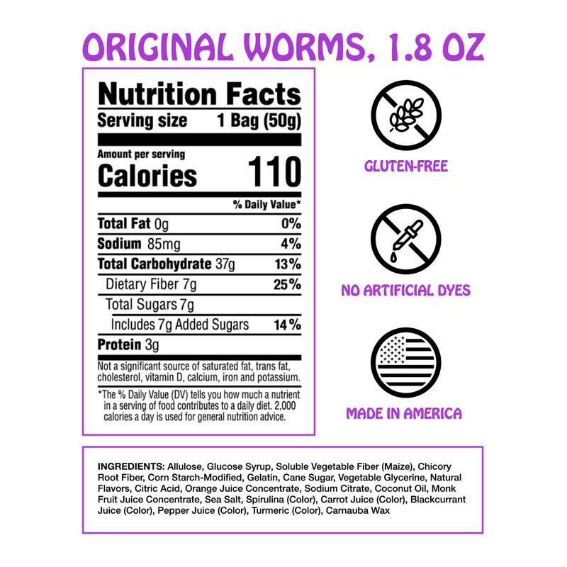 Rotten Gummy Worms, 8-Pack (1.8 oz Single-Serve Bags) - Size: