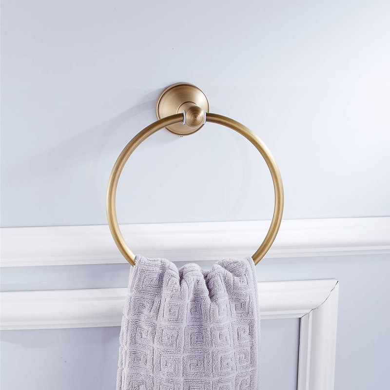 Flybath Round Towel Ring Antique Brass Hanger Hand Towel Holder