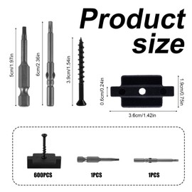 600pcs Hidden Deck Fasteners for Composite Decking, Universal Trex Decking Fastener T-Clips Tool with 2 Driving Drill Bit for Installing Composite Deck Boards Spacers