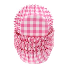 HARFINGTON 100 Count Cupcake Liners Cupcake Cups Standard Size Muffins Liners Papers Baking Cups Wrappers Greaseproof for Party Wedding, Pink Grid