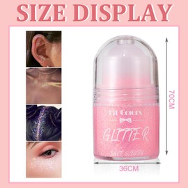 Roll-on Body Glitter Gel, Glitter Gel Roll On for Glitter, Liquid Festival Accessories, Mermaid Sequins Glitter Face, Face Paint Holographic for Body Face Hair, 25 ml (Pink)