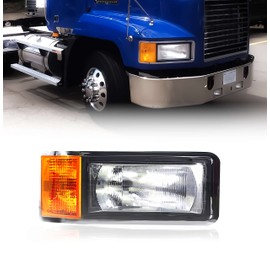 Torque Headlight Passenger Right Side w/Turn Signal Replacement for 1990-2006 Mack CH600 CH612 CH613 semi Trucks (Only for Set Back Axle) [Included All Bulbs] Assembly DOT SAE Approved (TR046-R)