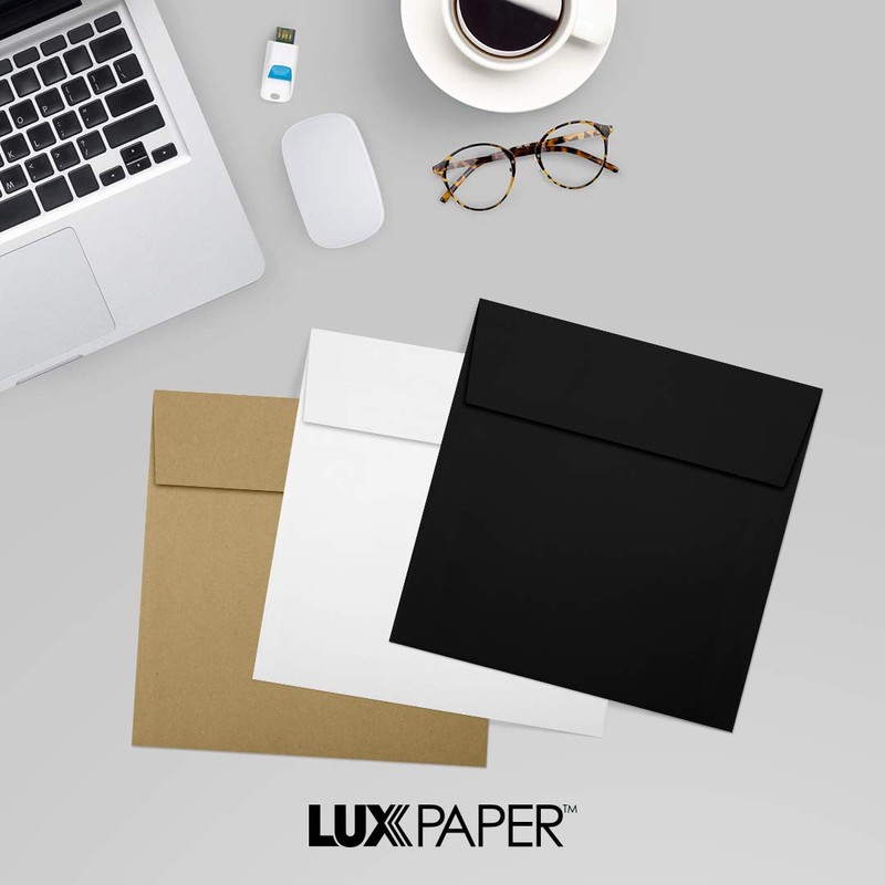 6 x 6 Square Envelopes w/Peel & Press - Black