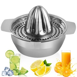 Lemon Squeezer Stainless Steel Manual Citrus Juicer Manual with Container 300 ml Strong Robust Professional Quality Dishwasher Safe Handheld Lemon Squeezer