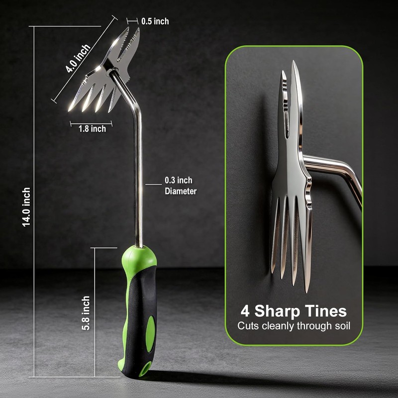Heavy-Duty Stainless Steel Hand Weeder Puller Tool with Ergonomic Handle