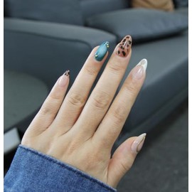 Uñas postizas acrílicas de longitud media con forma de almendra, diseño retro de estampado de leopardo, tipo prensado, profesionales y reutilizables.