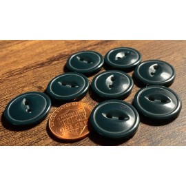 Unbranded Set of 8 Vintage NOS Glossy Dark Green Plastic Cat Eye Buttons 3/4" 19mm 14828