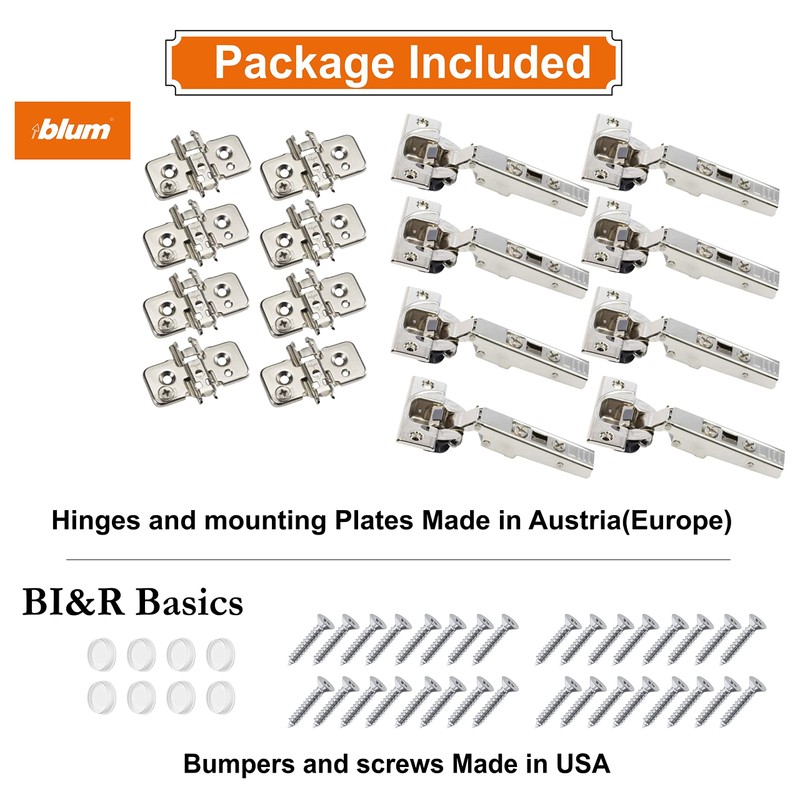 Blum 110 Degree Soft Close Hinges - Full Overlay Soft