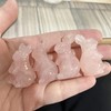 Manekieko Natural Rose Quartz Hand Carved Rabbit Statue,38mm Crystals and