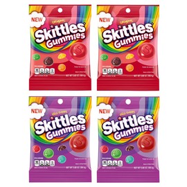 SKITTLES Gummy Candy Original and Wild Berry 5.8oz Bag Bundle - Includes 4 Bags - 23.2 Total Oz