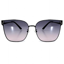 Vanolu Retro Metal Cat Eye Sunglasses for Womens,Aviator Round Trendy Self-Makeup Gradient Shades Metallic Sun Glasses