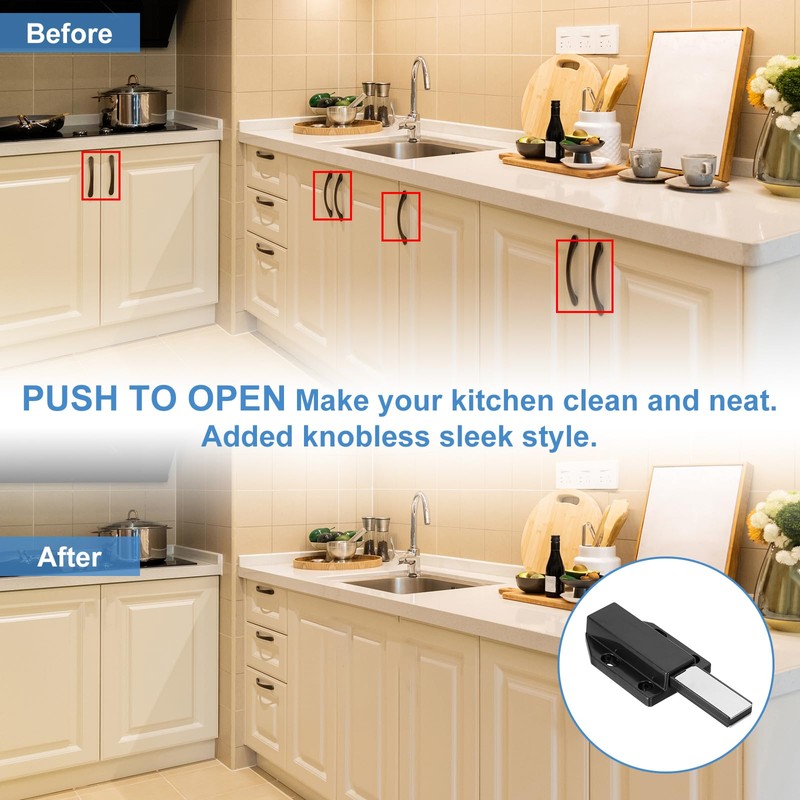 sourcing map 2 Pcs Magnetic Push Latches for Cabinet Door,