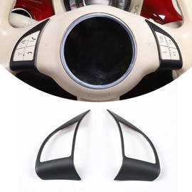 Car ABS Steering Wheel Moulding Chrome Cover Trims Stickers Fit for Fiat 500 2010 2012 2013 2014 2015 Accessories (Matte Black)