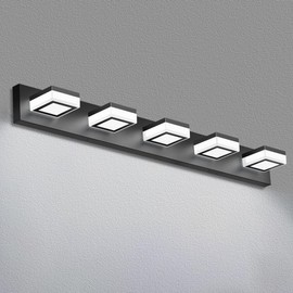 IZORRO LED Modern Bathroom Lighting Fixtures Over Mirror (5-Light, 40 inch, Dimmable) Matte Black Bathroom Vanity Light Fixture with 360°Rotatable Head (Cool White 6000K)