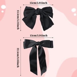 TOPBELIEF Pack of 4 Hair Bows Hair Bows Girls French Hair Clip Bow Hair Clips with Bow Elegant Satin Hair Accessories for Hair Decoration Accessories Black Beige