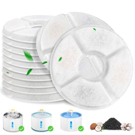Cat Water Fountain Filter, 12 Pcs Replacement Cat Fountain Filters, 3-Filtration System Round Carbon Cats Filters Compatible with 81oz/2.4L Round Automatic Pet Fountain Water Dispenser