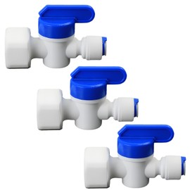 1/2" Female Thread x 1/4" PE Hose OD Ball Valve with Push-In Quick-Connect for RO Reverse Osmosis Water Filter Plastic Fitting, Beverage Dispenser & Water Filtration/Purification Systems (3PCS)​